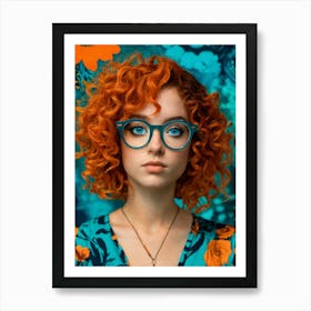 Orange Curly Hair Art Print