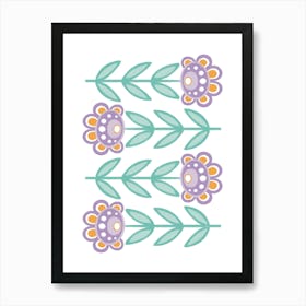 Retro Flowers Art Print