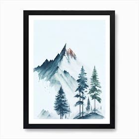 Mountain And Forest In Minimalist Watercolor Vertical Composition 282 Art Print