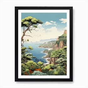 Aogashima Island In Tokyo, Ukiyo E Drawing 3 Art Print