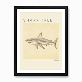 Vintage Shark Pencil Illustration 5 Poster Art Print