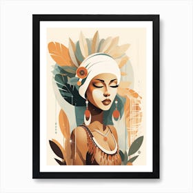 Bloom Body Woman Neutral Colours Boho Style 5 Art Print