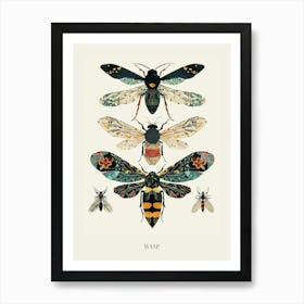 Colourful Insect Illustration Wasp 7 Poster Art Print