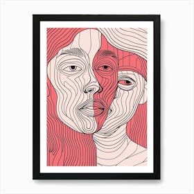 Simplicity Pink Lines Woman Abstract 10 Art Print