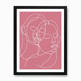 Abstract Women Pink Faces 2 Art Print
