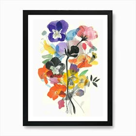 Wild Pansy 4 Collage Flower Bouquet Art Print