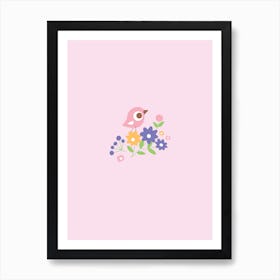 Little Bird On Flowers Art Print