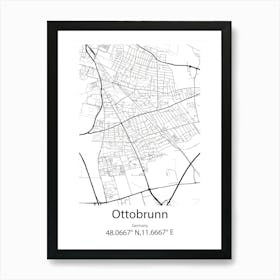 Ottobrunn,Germany Minimalist Map Art Print