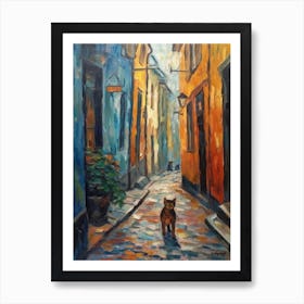 Painting Of Copenhagen Denmark With A Cat In The Style Of Impressionism 3 Art Print