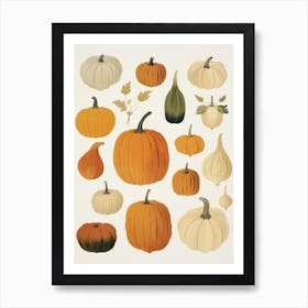 Vintage Style Pumpkin Drawing Art Print