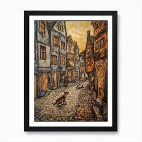 Painting Of Vienna With A Cat In The Style Of Renaissance, Da Vinci 3 Art Print