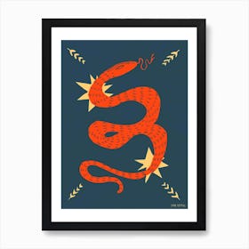 Red Snake And Stars Art Print