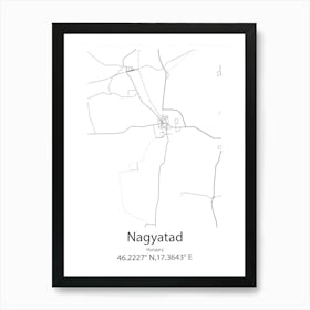 Nagyatad,Hungary Minimalist Map Art Print