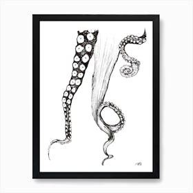 Black and White Octopus Tentacles Art Print