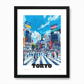 Shibuya Crossing Tokyo 1 Colourful Illustration Poster Art Print