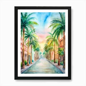 Watercolor Of Palm Trees 2 Art Print