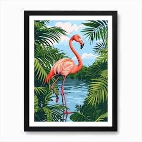 Greater Flamingo Nassau Bahamas Tropical Illustration 4 Art Print