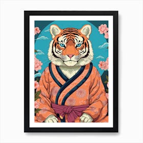 Tiger Illustrations Wearing A Kimono 4 Art Print