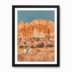 Cowboy Looking For Cattle Art Print