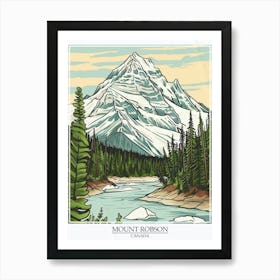 Mount Robson Canada Color Line Drawing 6 Poster Art Print