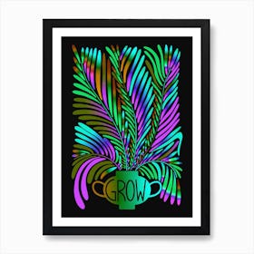 Grow Abstract Floral Night Art Print