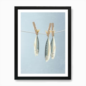 Sardines Laundry Art Print