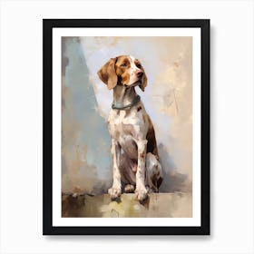 Pointer Dog, Painting In Light Teal And Brown 0 Art Print