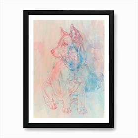 Colourful Swedish Vallhund Line Illustration 3 Art Print