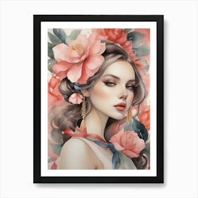 Girl With Flowers 3 Art Print