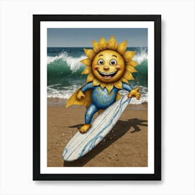 Sun On A Surfboard Art Print