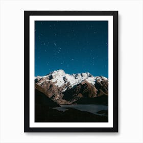 Moon Lit Mountains Art Print
