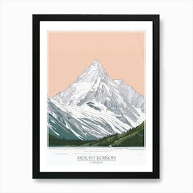 Mount Robson Canada Color Line Drawing 2 Poster Art Print