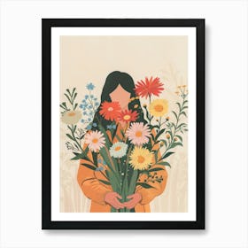 Spring Girl With Wild Flowers 1 Art Print