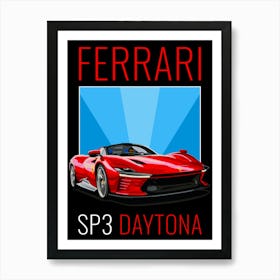 Ferrari Sp3 Daytona retro poster Art Print