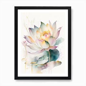 Lotus Flower Bouquet Storybook Watercolour 3 Art Print