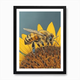 Halictidae Bee Storybook Illustration 6 Art Print