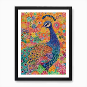 Floral Maximalism Peacock Art Print