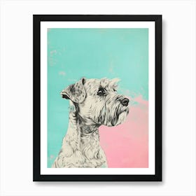 Pastel Sealyham Terrier Dog Line Illustration 1 Art Print