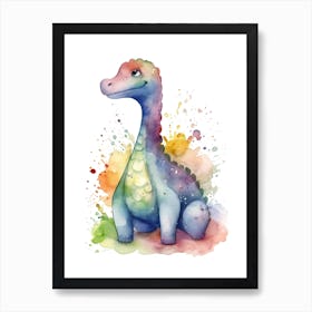 Brachiosaurus Cute Dinosaur Watercolour 7 Art Print