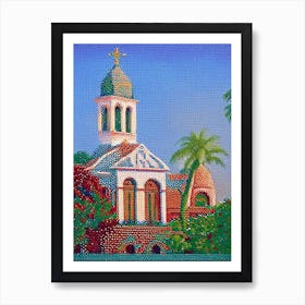 Santa Maria, City Us  Pointillism Art Print