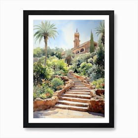 Park Gell Spain Watercolour Painting 1  Art Print