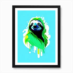 Sloth Graffiti Painted Illustration 1 Art Print