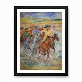 Horse Racing In The Style Of Monet 1 Art Print