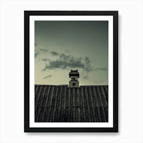 The Night Sky And The Roof Of The Old House Art Print