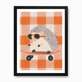 Hedgehog On Skateboard Affiche