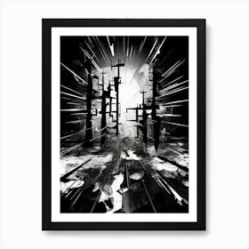 Threshold Abstract Black And White 3 Art Print