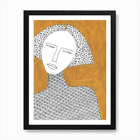 Yellow Pattern Illustration Woman Art Print