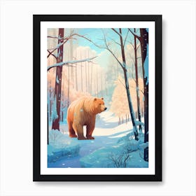 Winter Brown Bear 2 Illustration Art Print