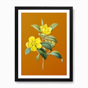 Vintage Golden Guinea Vine Botanical on Sunset Orange n.0751 Art Print