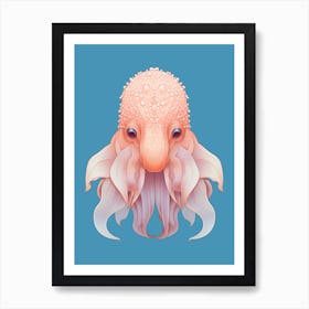 Dumbo Octopus Flat Illustration 3 Art Print